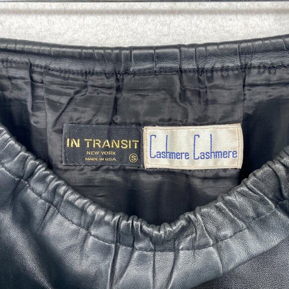 IN TRANSIT Skirt S Leather Pencil Straight Pull On Lined Black VTG USA - Picture 4 of 13